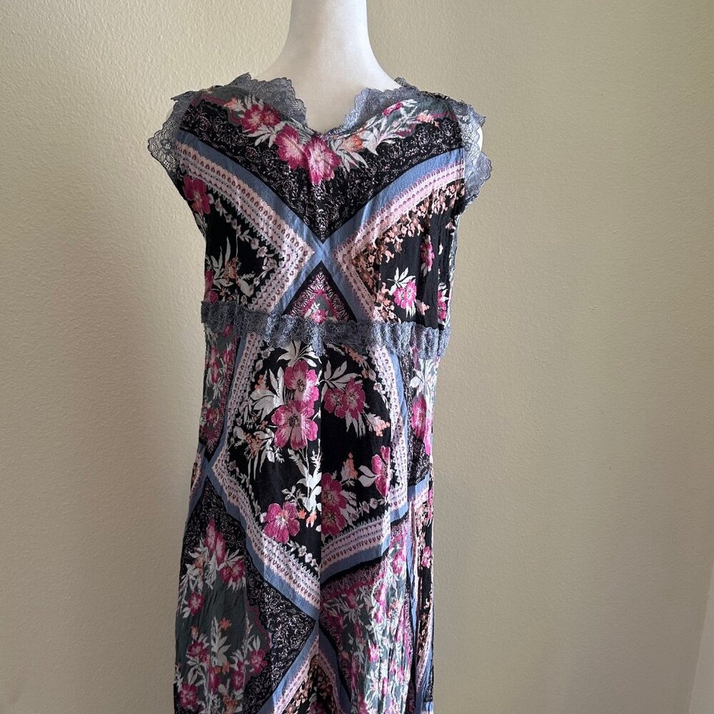 Free People Stevie Patchwork Lace Maxi Slip Dress Boho Large Light Festival - Picture 3 of 8